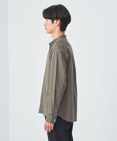 green label relaxing（グリーンレーベルリラクシング）の「【WEB限定】JUSTFIT コットン麻 比翼 バンドカラー シャツ（シャツ/ブラウス・メンズ・ホワイト/ネイビー/モカ・S/M/L/XL）」の11枚目の写真
