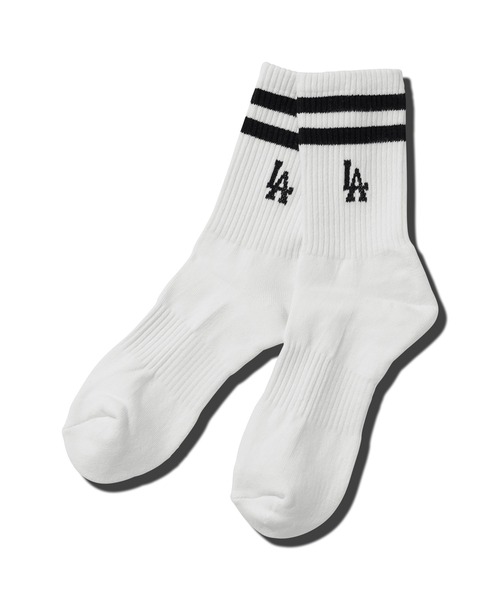 MLB(メジャーリーグベースボール)の「MLB(メジャーリーグベースボール) MLB SOCKS LA ロサンゼルス ドジャース ロゴ 靴下(ソックス/靴下・メンズ・ホワイト・MEDIUM)」の2枚目の写真