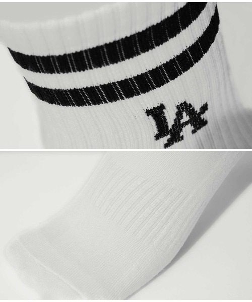 MLB(メジャーリーグベースボール)の「MLB(メジャーリーグベースボール) MLB SOCKS LA ロサンゼルス ドジャース ロゴ 靴下(ソックス/靴下・メンズ・ホワイト・MEDIUM)」の3枚目の写真
