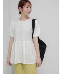 【吸水速乾・接触冷感】ペプラムギャザートップス