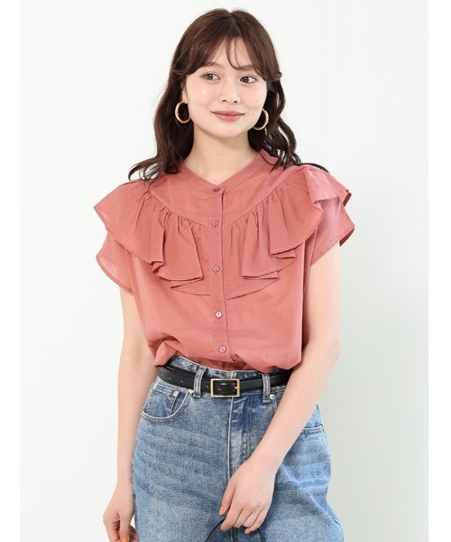 Edit Sheen(エディットシーン)の「フリルデザインコットンブラウス(シャツ/ブラウス・レディース・ホワイト/ブラック/ピンク・M)」の1枚目の写真