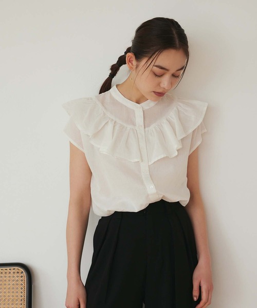 Edit Sheen(エディットシーン)の「フリルデザインコットンブラウス(シャツ/ブラウス・レディース・ホワイト/ブラック/ピンク・M)」の7枚目の写真