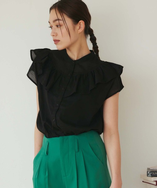 Edit Sheen(エディットシーン)の「フリルデザインコットンブラウス(シャツ/ブラウス・レディース・ホワイト/ブラック/ピンク・M)」の4枚目の写真