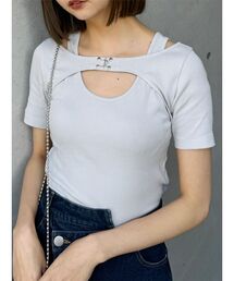 MURUA | フロントホックレイヤードテレコトップス(Tシャツ/カットソー)