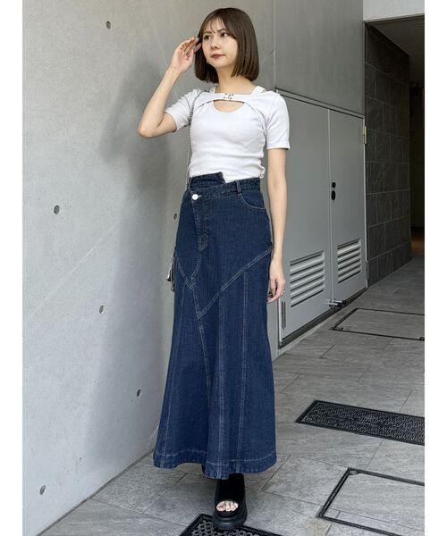 MURUA（ムルーア）の「フロントホックレイヤードテレコトップス（Tシャツ/カットソー・レディース・グレー/ピンク/ホワイト/ブラック・FREE）」の8枚目の写真