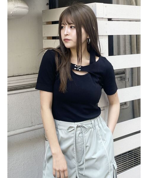 MURUA（ムルーア）の「フロントホックレイヤードテレコトップス（Tシャツ/カットソー・レディース・グレー/ピンク/ホワイト/ブラック・FREE）」の10枚目の写真