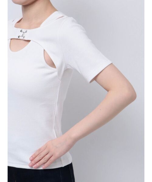 MURUA（ムルーア）の「フロントホックレイヤードテレコトップス（Tシャツ/カットソー・レディース・グレー/ピンク/ホワイト/ブラック・FREE）」の19枚目の写真