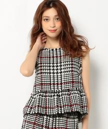 Another Edition | チェックペプラムノースリーブ/AEFC  CHK  ﾍﾟﾌﾟﾗﾑ　NSL◆(タンクトップ)