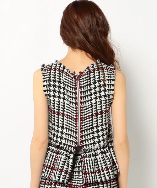Another Edition（アナザーエディション）の「チェックペプラムノースリーブ/AEFC  CHK  ﾍﾟﾌﾟﾗﾑ　NSL◆（タンクトップ・レディース・オフホワイト・フリー）」の4枚目の写真