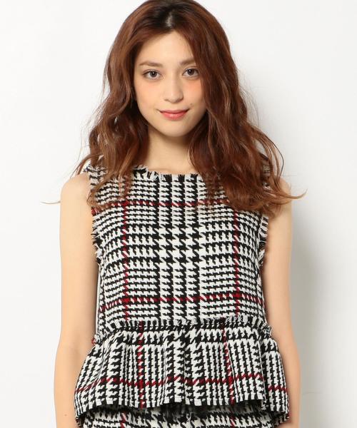 Another Edition（アナザーエディション）の「チェックペプラムノースリーブ/AEFC  CHK  ﾍﾟﾌﾟﾗﾑ　NSL◆（タンクトップ・レディース・オフホワイト・フリー）」の5枚目の写真