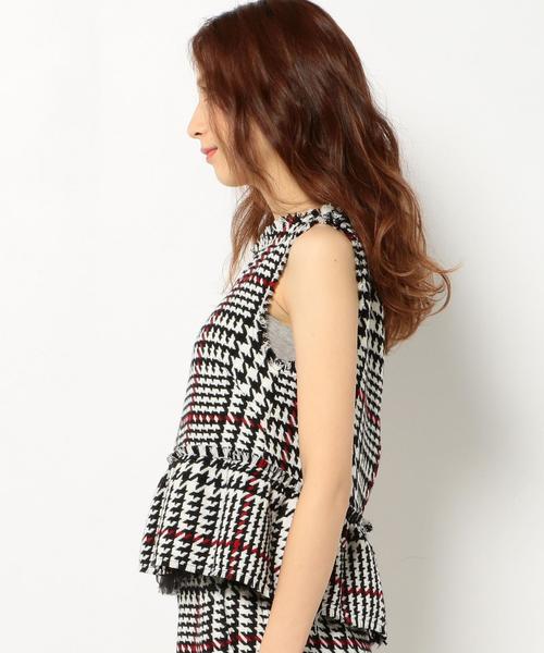 Another Edition（アナザーエディション）の「チェックペプラムノースリーブ/AEFC  CHK  ﾍﾟﾌﾟﾗﾑ　NSL◆（タンクトップ・レディース・オフホワイト・フリー）」の6枚目の写真