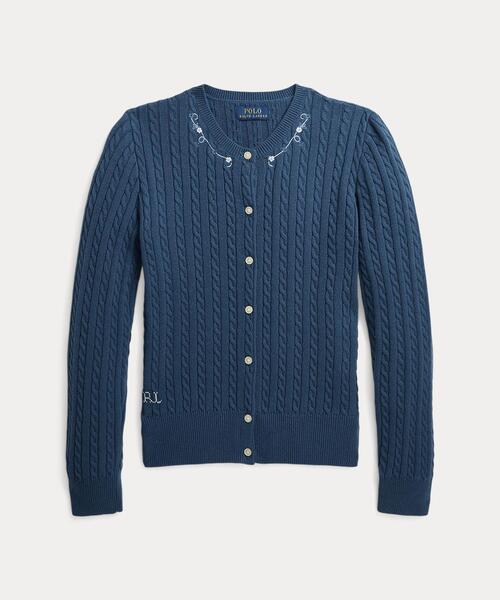 ラルフローレン　ミニケーブルカーディガン　ネイビー　160 ミニ ケーブル コットン カーディガン | POLO RALPH LAUREN