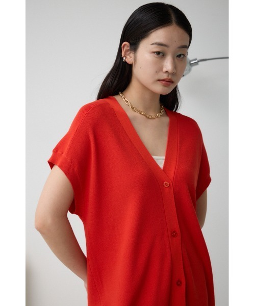 AZUL by moussy(アズールバイマウジー)の「ハーフスリーブジレカーデ(カーディガン/ボレロ・レディース・ブラック/レッド/アイボリー・FREE)」の5枚目の写真
