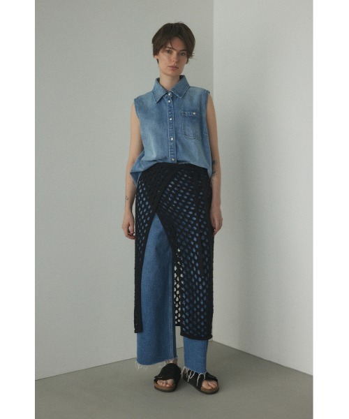 BLACK BY MOUSSY(ブラックバイマウジー)の「hole knit skirt(ホールニットスカート)(スカート・レディース・ホワイト/ブラック・FREE)」の10枚目の写真