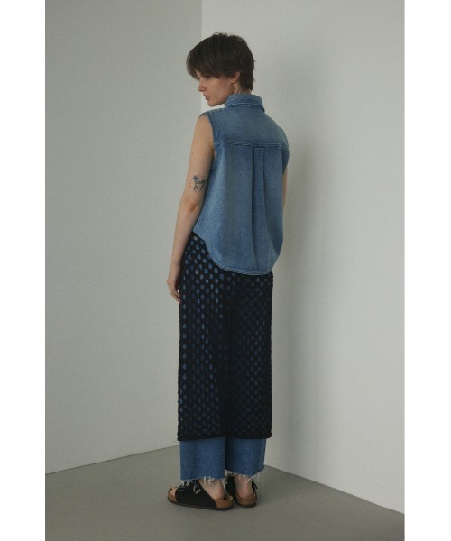 BLACK BY MOUSSY(ブラックバイマウジー)の「hole knit skirt(ホールニットスカート)(スカート・レディース・ホワイト/ブラック・FREE)」の9枚目の写真