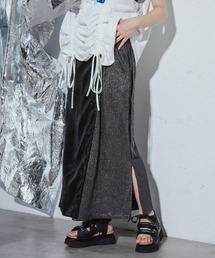 Ezick ANNONIM | Glossy satin グリッターコンビスカート(スカート)