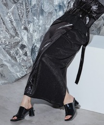 Ezick ANNONIM | Glossy satin グリッターコンビスカート(スカート)