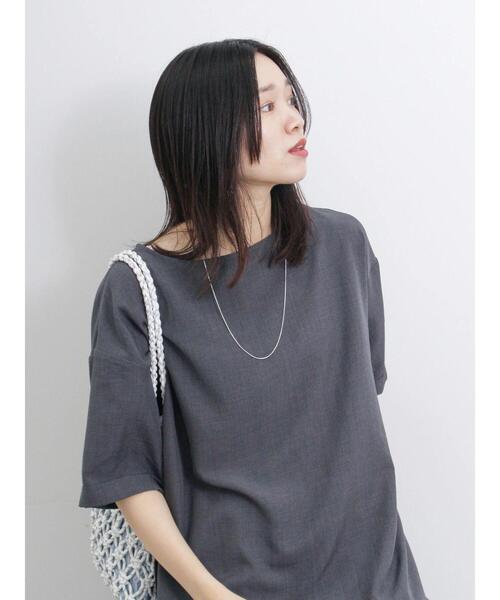 Samansa Mos2 blue（サマンサモスモスブルー）の「リネンタッチワイドブラウス（シャツ/ブラウス・レディース・イエロー/チャコールグレー/ブルー・F）」の5枚目の写真