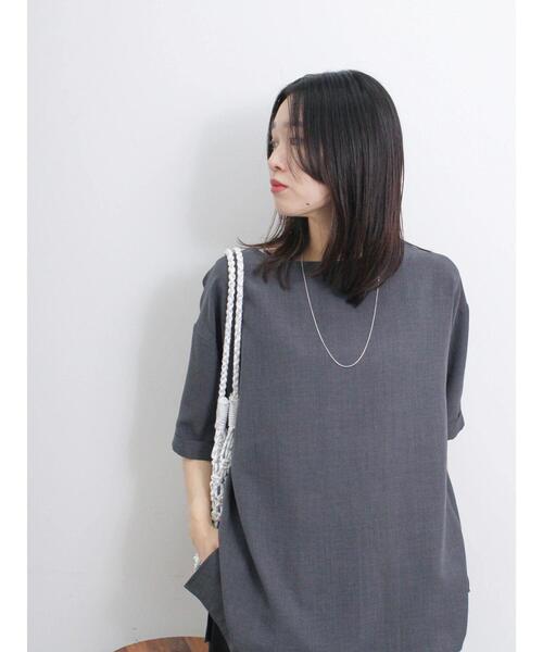 Samansa Mos2 blue（サマンサモスモスブルー）の「リネンタッチワイドブラウス（シャツ/ブラウス・レディース・イエロー/チャコールグレー/ブルー・F）」の6枚目の写真