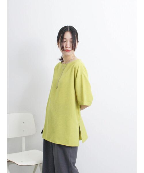 Samansa Mos2 blue（サマンサモスモスブルー）の「リネンタッチワイドブラウス（シャツ/ブラウス・レディース・イエロー/チャコールグレー/ブルー・F）」の10枚目の写真