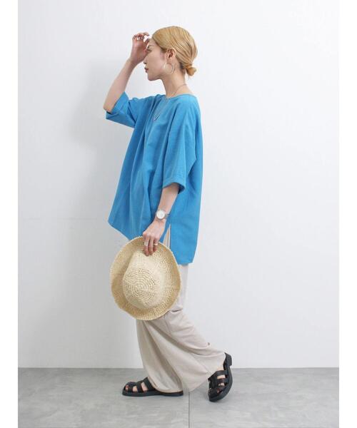 Samansa Mos2 blue（サマンサモスモスブルー）の「リネンタッチワイドブラウス（シャツ/ブラウス・レディース・イエロー/チャコールグレー/ブルー・F）」の11枚目の写真
