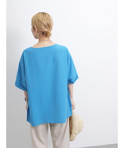 Samansa Mos2 blue（サマンサモスモスブルー）の「リネンタッチワイドブラウス（シャツ/ブラウス・レディース・イエロー/チャコールグレー/ブルー・F）」の17枚目の写真