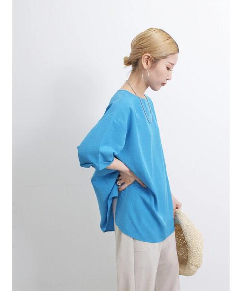 Samansa Mos2 blue（サマンサモスモスブルー）の「リネンタッチワイドブラウス（シャツ/ブラウス・レディース・イエロー/チャコールグレー/ブルー・F）」の19枚目の写真