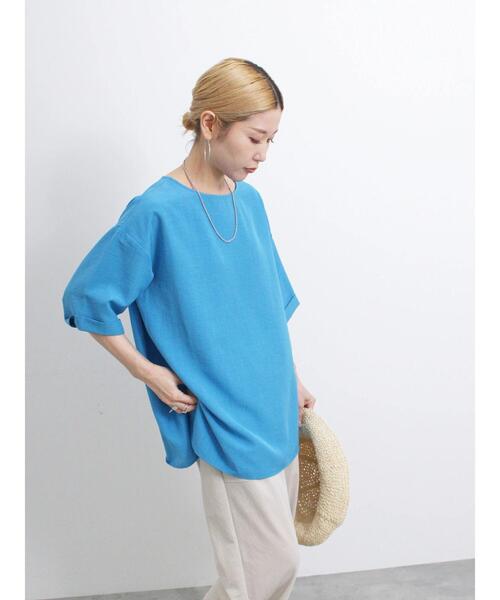 Samansa Mos2 blue（サマンサモスモスブルー）の「リネンタッチワイドブラウス（シャツ/ブラウス・レディース・イエロー/チャコールグレー/ブルー・F）」の20枚目の写真