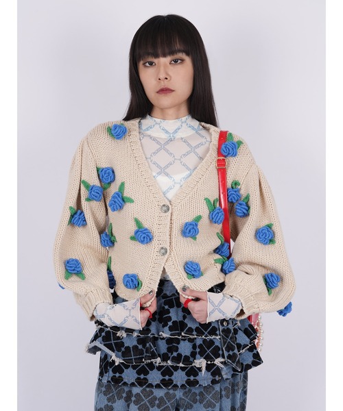 PAMEO POSE（パメオポーズ）の「Cardigan With Handmade Roses（カーディガン/ボレロ・レディース・アイボリー/ブラック/グレー・FREE）」の9枚目の写真