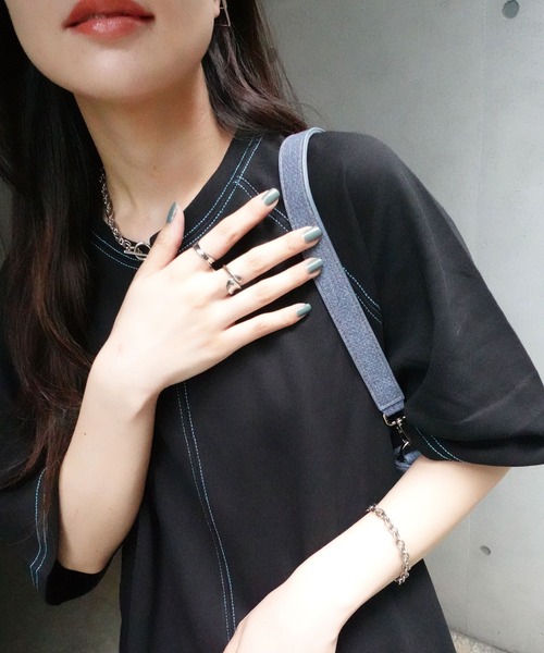 CORNERS by yui(コーナーズバイユイ)の「【CORNERS by yui】配色ステッチラグランTシャツワンピース(ワンピース・レディース・ホワイト/ブラック/ブラック×ホワイト/ネイビー×ホワイト・M/L)」の15枚目の写真