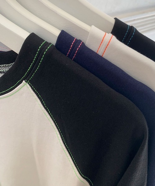 CORNERS by yui(コーナーズバイユイ)の「【CORNERS by yui】配色ステッチラグランTシャツワンピース(ワンピース・レディース・ホワイト/ブラック/ブラック×ホワイト/ネイビー×ホワイト・M/L)」の6枚目の写真