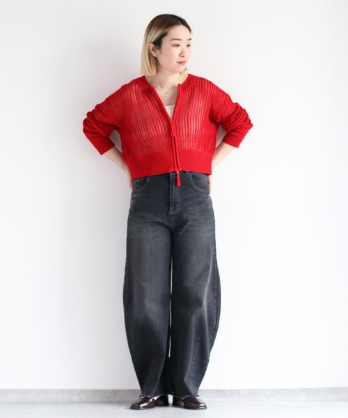 cepo（セポ）の「〈2way〉スカシアミロゴカーディガン（ニット/セーター・レディース・チャコール/レッド/オフホワイト・M）」の17枚目の写真