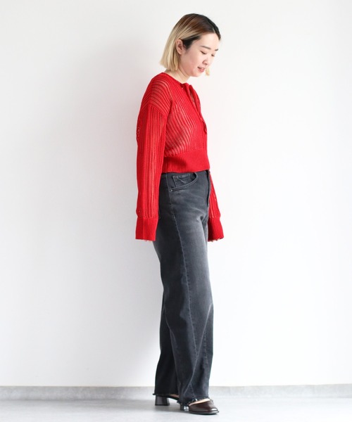 cepo（セポ）の「〈2way〉スカシアミロゴカーディガン（ニット/セーター・レディース・チャコール/レッド/オフホワイト・M）」の19枚目の写真