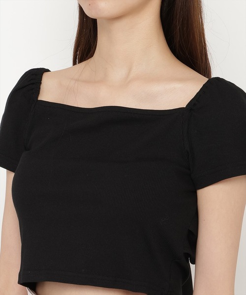 REDYAZEL(レディアゼル)の「【前後2WAY】ノットリボンカットトップス(Tシャツ/カットソー・レディース・ベージュ/ブラック/オフホワイト・FREE)」の18枚目の写真