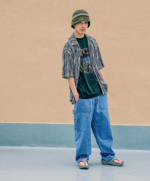 niko and...（ニコアンド）の「プリーツストライプシャツ（シャツ/ブラウス・メンズ・ネイビー/ブラウン・MEDIUM/LARGE）」の20枚目の写真