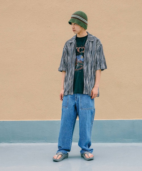 niko and...（ニコアンド）の「プリーツストライプシャツ（シャツ/ブラウス・メンズ・ネイビー/ブラウン・MEDIUM/LARGE）」の19枚目の写真