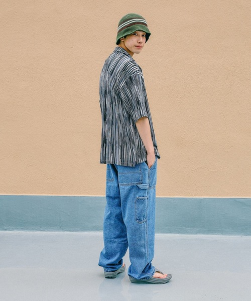 niko and...（ニコアンド）の「プリーツストライプシャツ（シャツ/ブラウス・メンズ・ネイビー/ブラウン・MEDIUM/LARGE）」の18枚目の写真