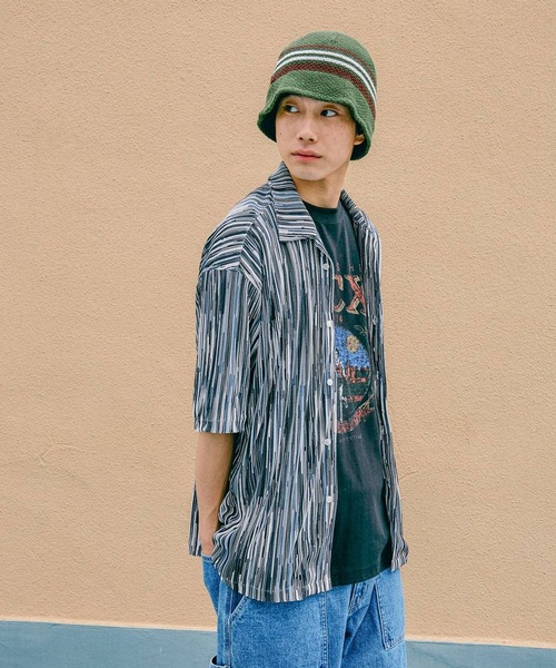 niko and...（ニコアンド）の「プリーツストライプシャツ（シャツ/ブラウス・メンズ・ネイビー/ブラウン・MEDIUM/LARGE）」の17枚目の写真