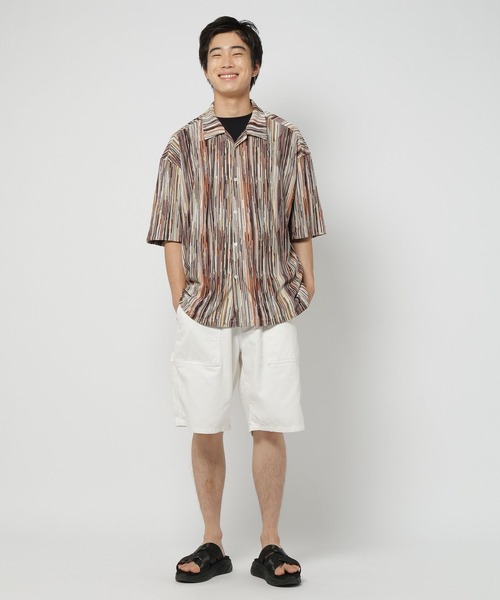 niko and...（ニコアンド）の「プリーツストライプシャツ（シャツ/ブラウス・メンズ・ネイビー/ブラウン・MEDIUM/LARGE）」の14枚目の写真