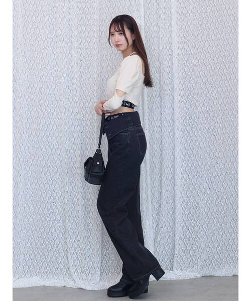 EATME(イートミー)の「折り返しデニムパンツ(デニムパンツ・レディース・ブラック/ブルー・SMALL/MEDIUM)」の5枚目の写真