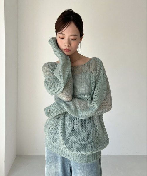 Olu.(オルドット)の「モヘアシアーボリュームスリーブニット(ニット/セーター・レディース・アイボリー/グリーン/ミックスグレー・FREE)」の3枚目の写真