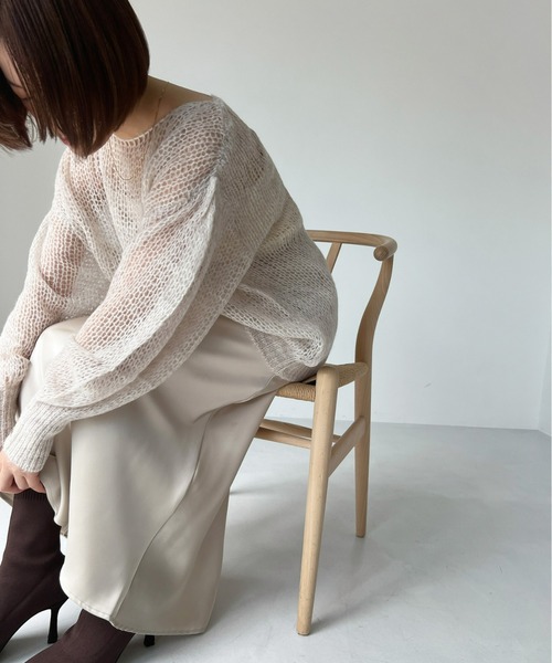 Olu.(オルドット)の「モヘアシアーボリュームスリーブニット(ニット/セーター・レディース・アイボリー/グリーン/ミックスグレー・FREE)」の9枚目の写真