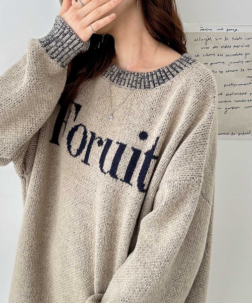 GeeRA（ジーラ）の「モヘアライクジャガードロゴニット（ニット/セーター・レディース・グレー/ブラック/ベージュ・SMALL/MEDIUM/LARGE）」の3枚目の写真