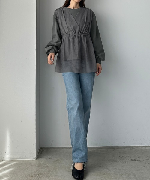 チュールドッキングスウェット　andequal セール】チュールドッキングスウェット（スウェット）｜Louere（ルエレ