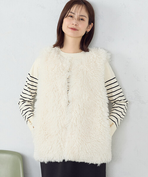 セール】ふわふわフェイクファー ボリュームジレ（ベスト）｜COMME CA