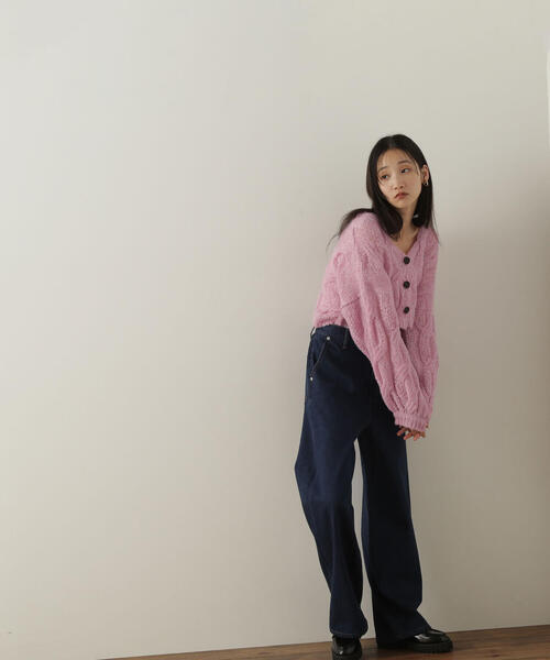 NATURAL BEAUTY BASIC（ナチュラルビューティーベーシック）の「◇クロップドケーブルニットカーディガン（カーディガン/ボレロ・レディース・ピンク/ベージュ/グレー・FREE）」の12枚目の写真