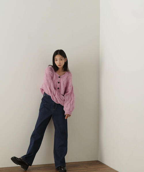 NATURAL BEAUTY BASIC（ナチュラルビューティーベーシック）の「◇クロップドケーブルニットカーディガン（カーディガン/ボレロ・レディース・ピンク/ベージュ/グレー・FREE）」の14枚目の写真