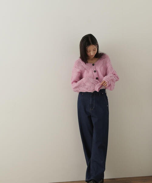 NATURAL BEAUTY BASIC（ナチュラルビューティーベーシック）の「◇クロップドケーブルニットカーディガン（カーディガン/ボレロ・レディース・ピンク/ベージュ/グレー・FREE）」の16枚目の写真