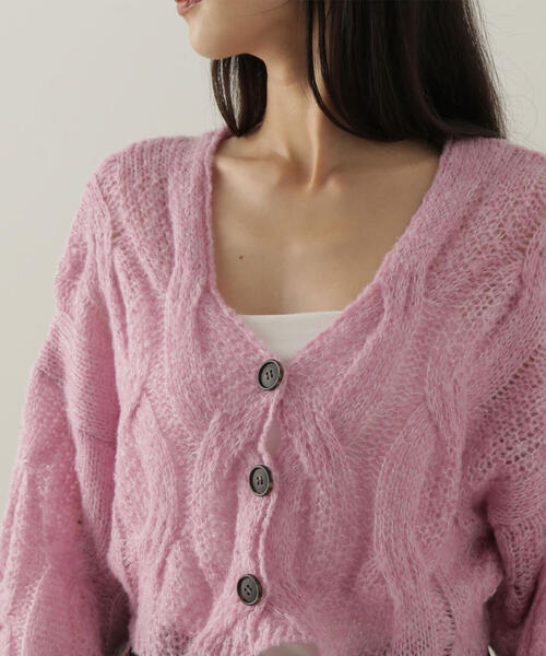 NATURAL BEAUTY BASIC（ナチュラルビューティーベーシック）の「◇クロップドケーブルニットカーディガン（カーディガン/ボレロ・レディース・ピンク/ベージュ/グレー・FREE）」の21枚目の写真