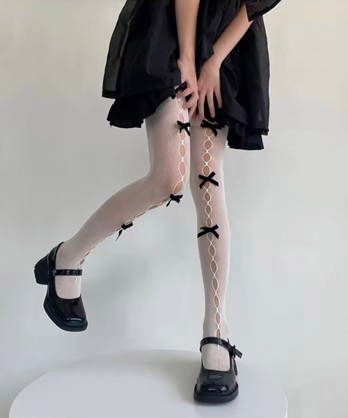セール】【 Port / ポート 】 ロマンティック リボン デザイン タイツ_ セール】【 Port / ポート 】 ロマンティック リボン デザイン タイツ_